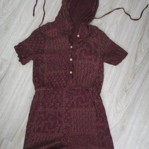 EARTHBOUND - SzM - Burgundy with Gold Print Romper